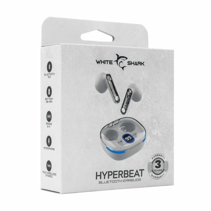 Slušalke White Shark Hyperbeat GEB-TWS37, bele