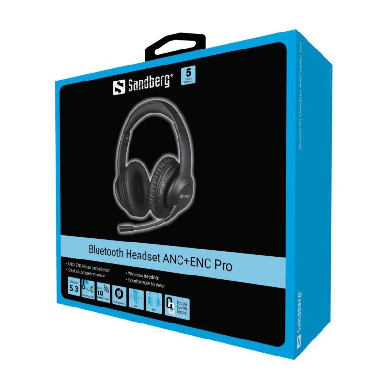 Slušalke Sandberg Wireless Headset ANC+ENC Pro, 126-45, črne