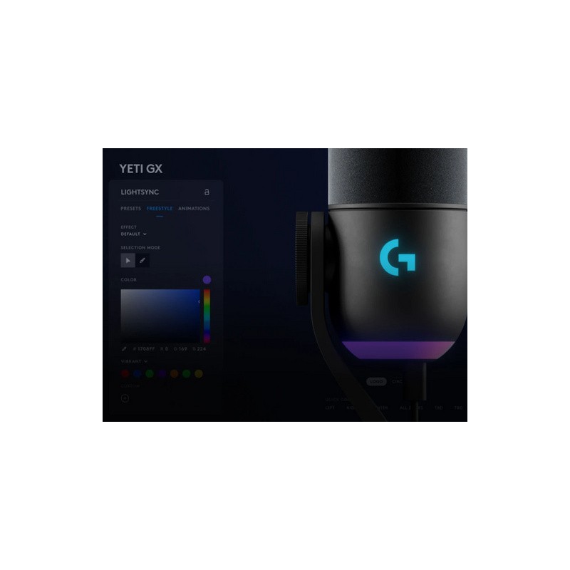 Mikrofon Logitech Yeti GX, LIGHTSYNC RGB, Gaming, USB, črn