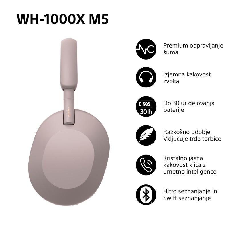Slušalke SONY WH1000XM5P, roza