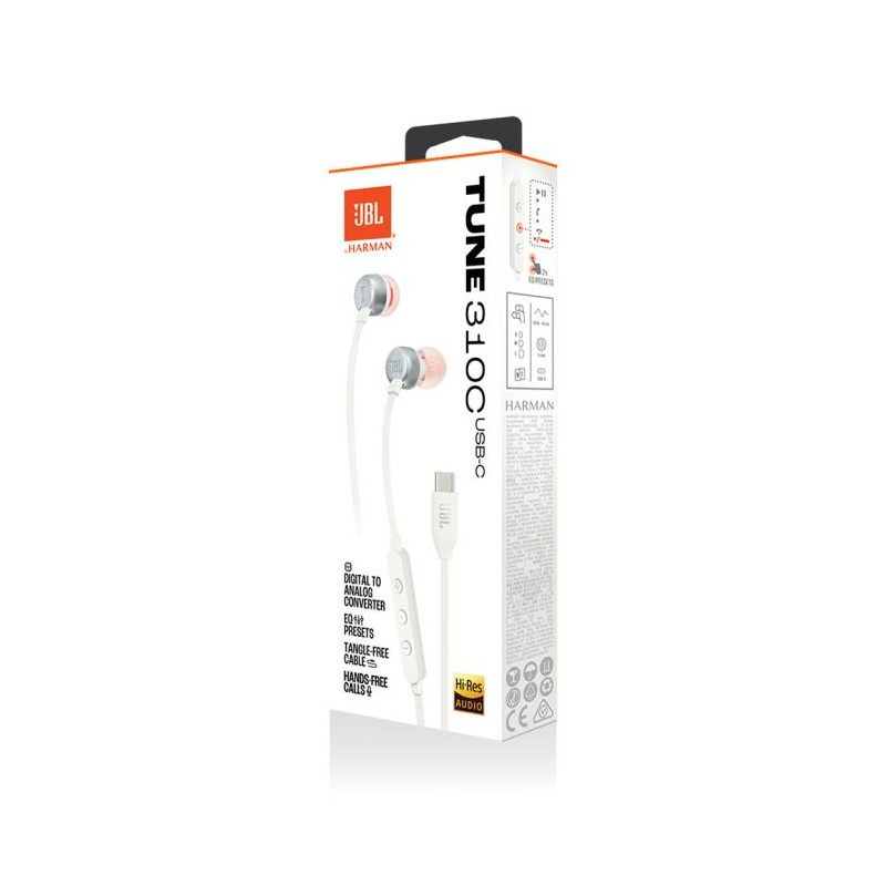 Slušalke JBL Tune 310C, bele, JBLT310CWHT
