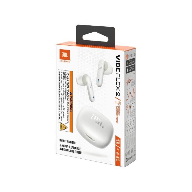 Slušalke JBL Vibe Flex 2, bele