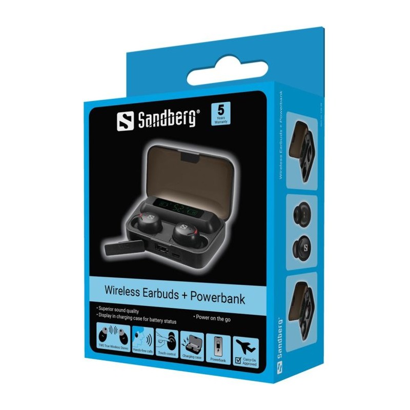 Slušalke Sandberg Wireless Earbuds + Powerbank, 126-38