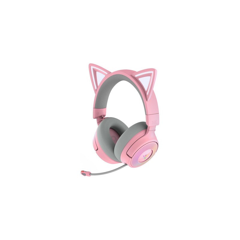 Slušalke Razer Kraken Kitty V3 Pro Quartz, roza