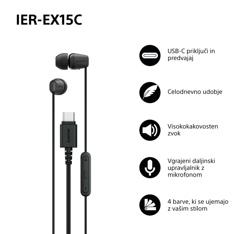 Slušalke SONY IER-EX15C, črne