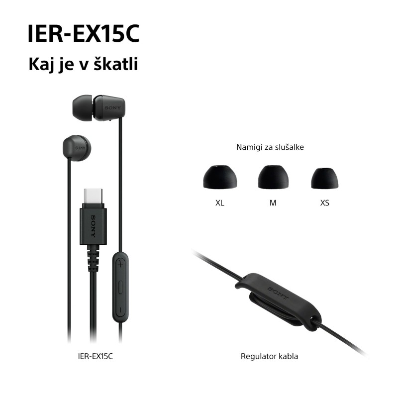 Slušalke SONY IER-EX15C, črne