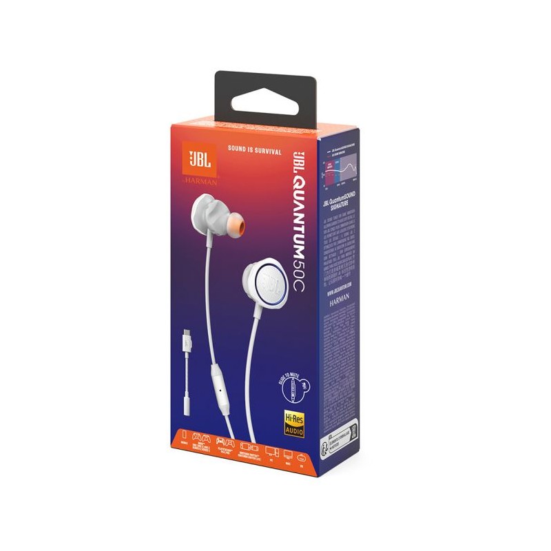 Slušalke JBL Quantum 50C, bele