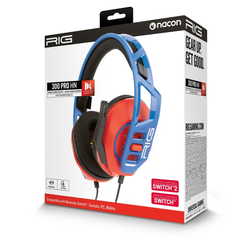 Slušalke Nacon RIG 300 PRO, Switch 2, rdečo-modre