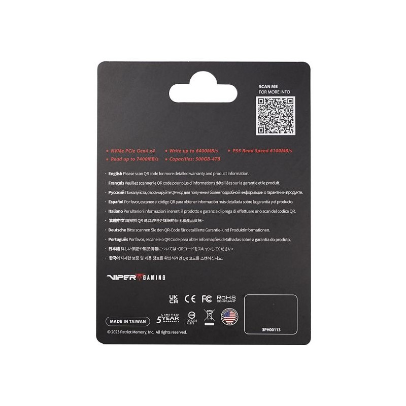 SSD disk M.2 2TB PCIe NVMe Patriot Viper VP4300 Lite, VP4300L2TBM28H