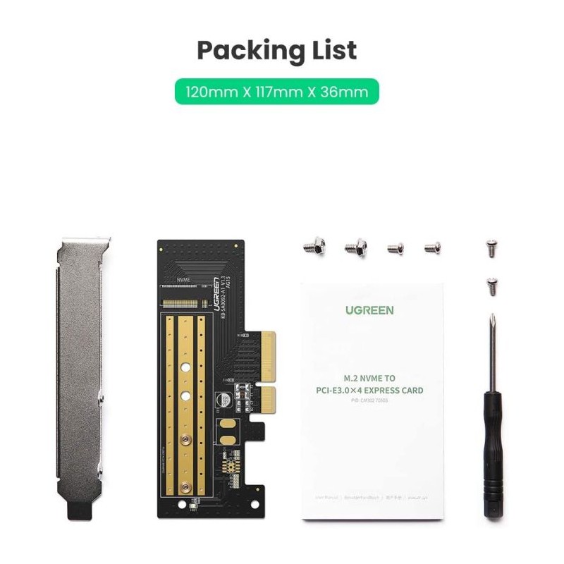 Adapter Ugreen M.2 PCIe NVME na PCIe 3.0, 70503