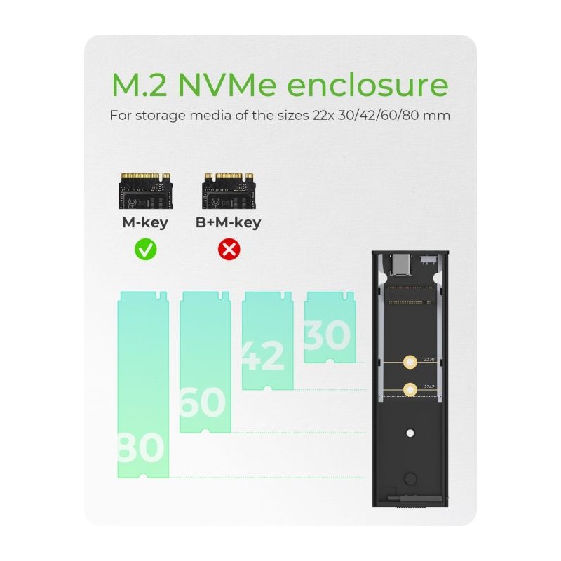Ohišje za disk Icybox IB-1807MT-C31, M.2 NVMe, USB-C 3.2