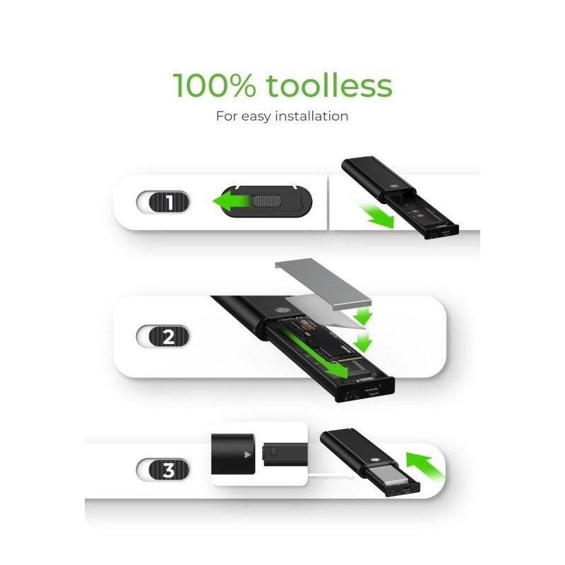 Ohišje za disk Icybox IB-1807MT-C31, M.2 NVMe, USB-C 3.2