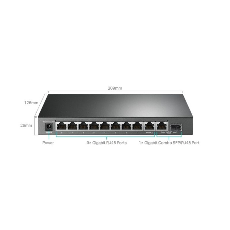 Stikalo TP-LINK 10-port Gigabit z 8-Port PoE+ port TL-SG1210MPE