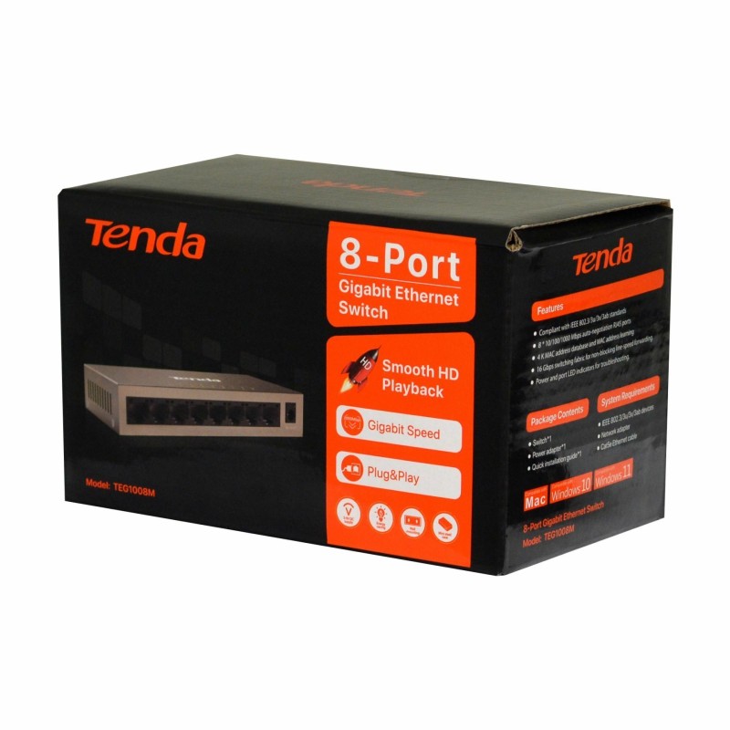Stikalo (switch) Tenda TEG1008M, 8-port, kovinsko ohišje