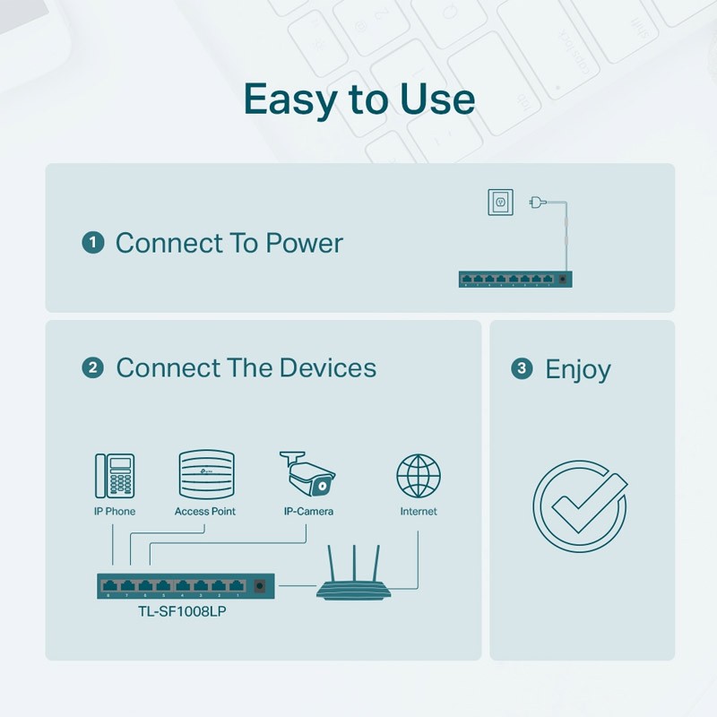 Stikalo (switch) TP-LINK TL-SF1008LP, 8-Port 10/100, 4xPoE