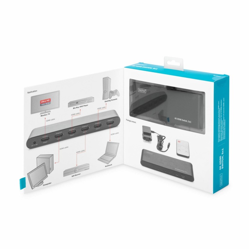 HDMI stikalo 5:1 DS-45317 Digitus 600MHz IR daljinec
