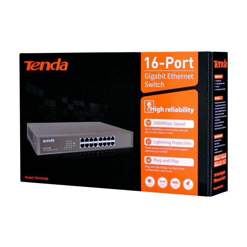 Stikalo Giga 48cm 16xRJ45 Tenda 11 - 29,7 cm, TEG1016D