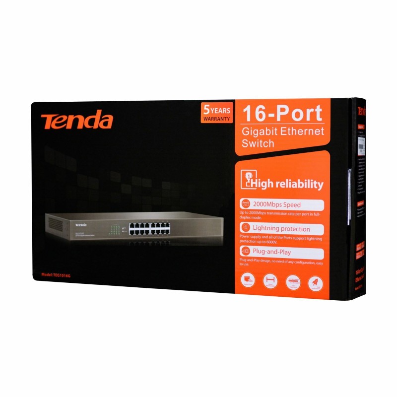 Stikalo (switch) 16 port 10/100/1000, Tenda TEG1016G 19" montaža