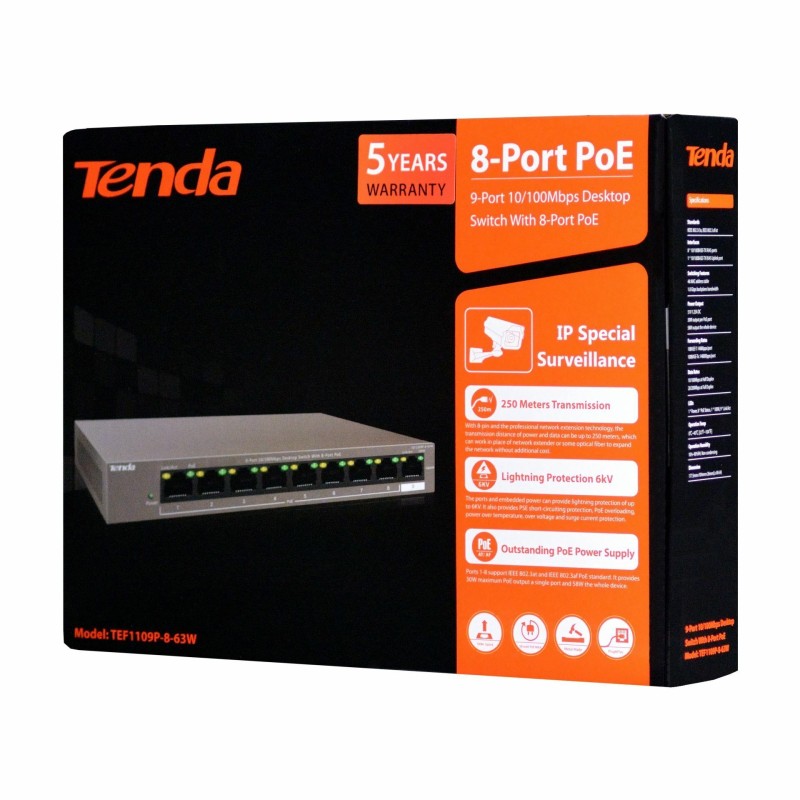 Stikalo (switch) 8 port 10/100 PoE Tenda TEF1109P