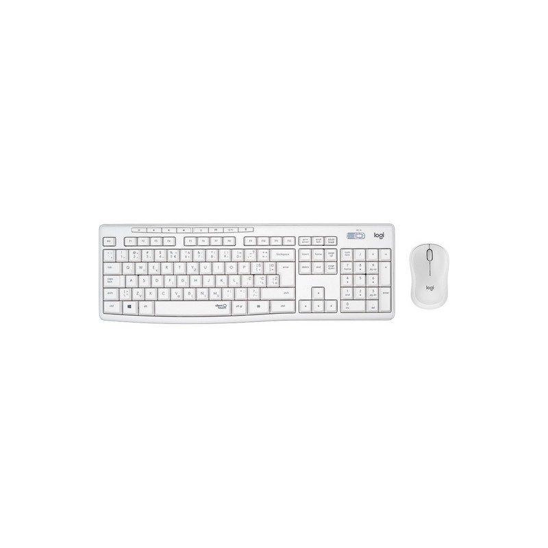 Komplet tipkovnice in miške Logitech MK295, brezžični, bel