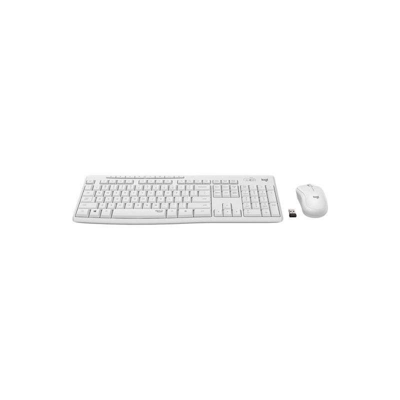 Komplet tipkovnice in miške Logitech MK295, brezžični, bel