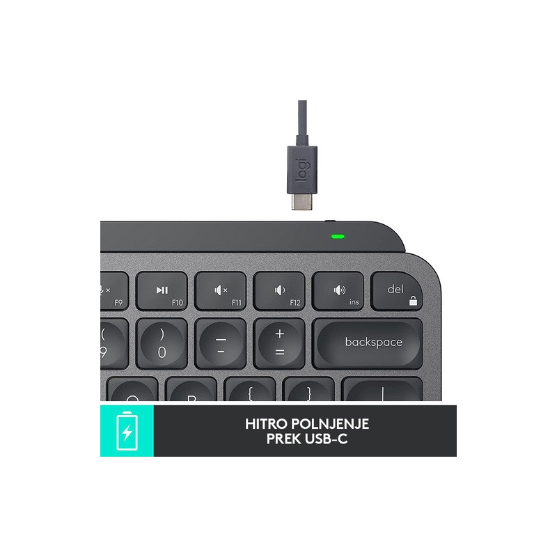 Tipkovnica Logitech MX Keys Mini, grafitna barva