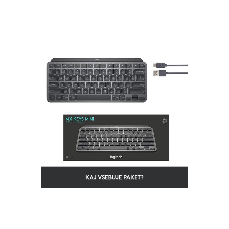 Tipkovnica Logitech MX Keys Mini, grafitna barva