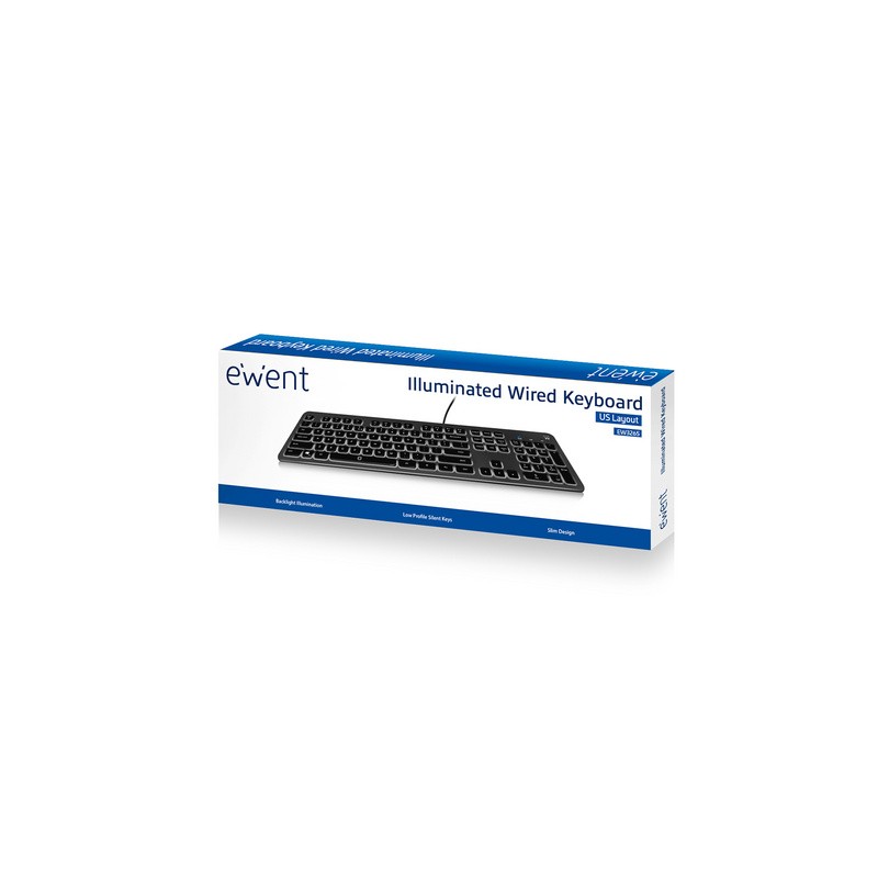 Tipkovnica Ewent Wired Illuminated Scissor