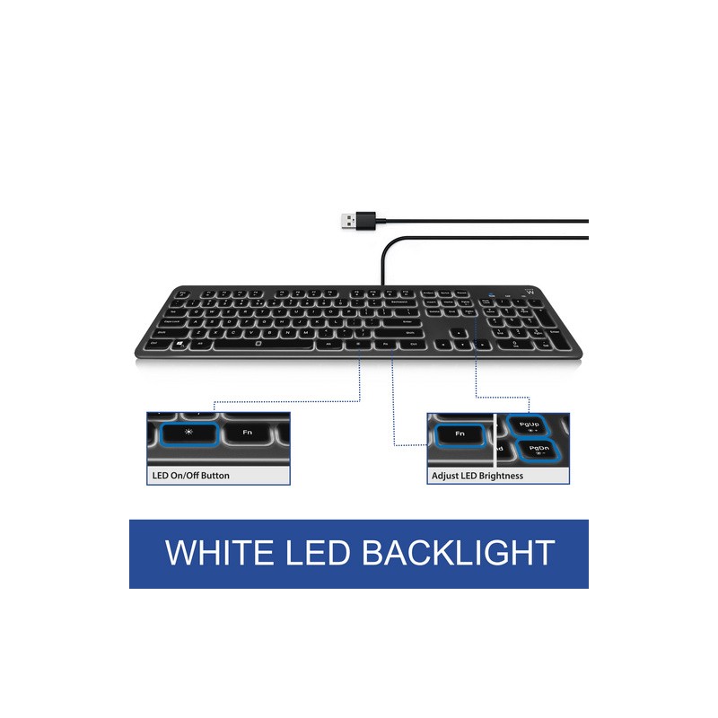 Tipkovnica Ewent Wired Illuminated Scissor