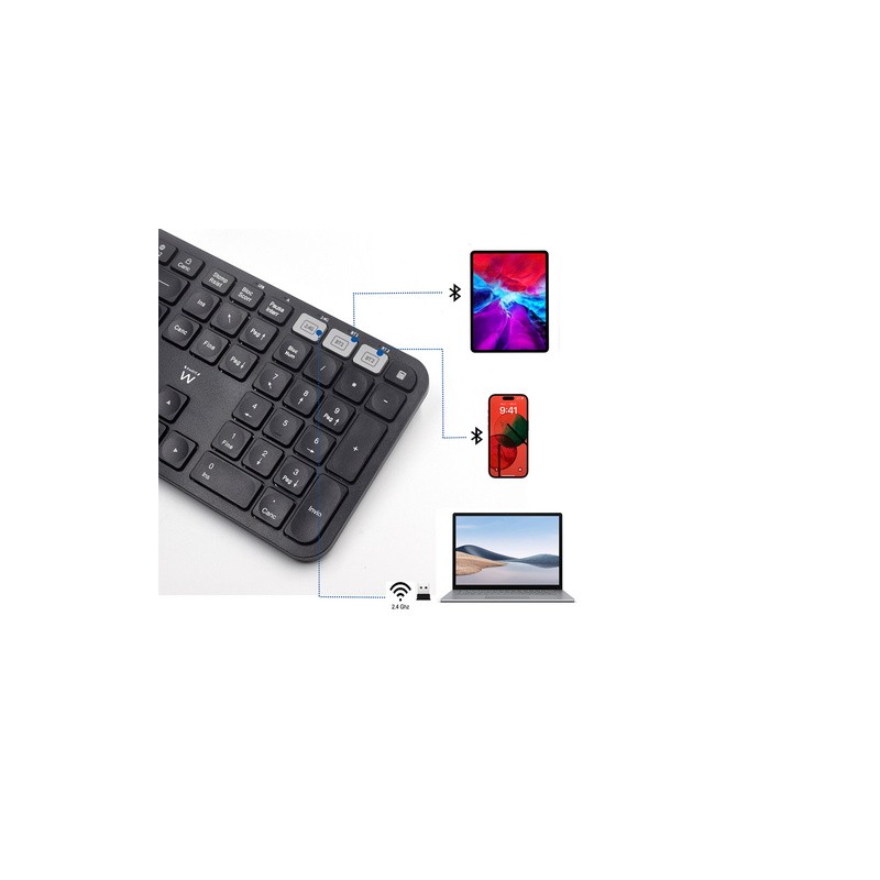 Tipkovnica Ewent Multi-connect Wireless, Bluetooth, USB, SLO