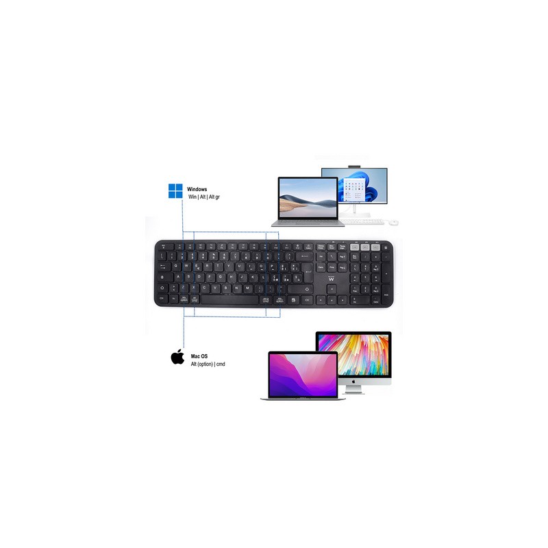 Tipkovnica Ewent Multi-connect Wireless, Bluetooth, USB, SLO