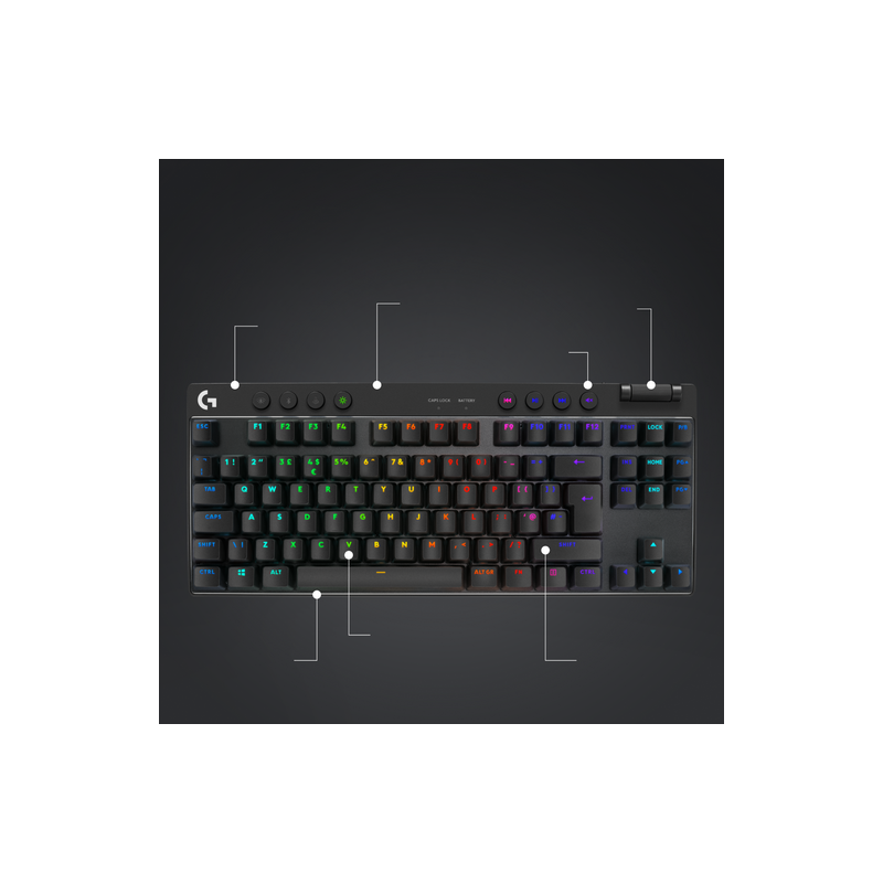 Tipkovnica USB Logitech G PRO X TKL Brown Tactile, Brezžična, črna