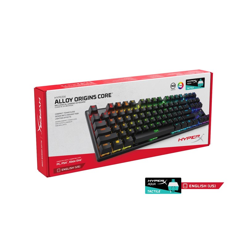 Tipkovnica HP HyperX Alloy Origins Core RGB, mehanična, HyperX Aqua Switch
