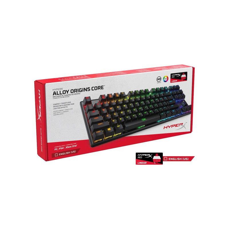 Tipkovnica HP HyperX Alloy Origins Core RGB, mehanična, HyperX Red Switch