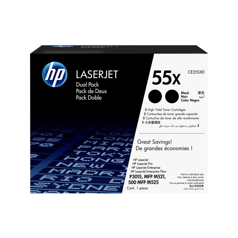 Toner HP LaserJet CE255XD original toner cartridge black high capacity 2-pack