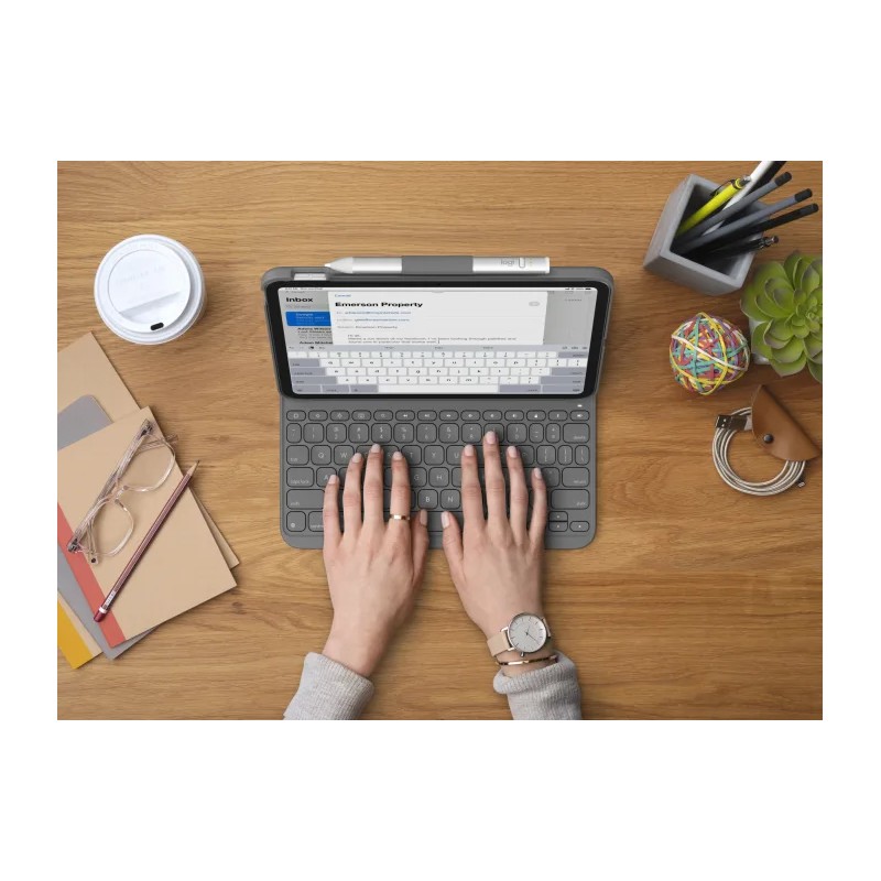 Ovitek s tipkovnico Logitech SLIM FOLIO za iPad (10. gen), siv, SLO g.