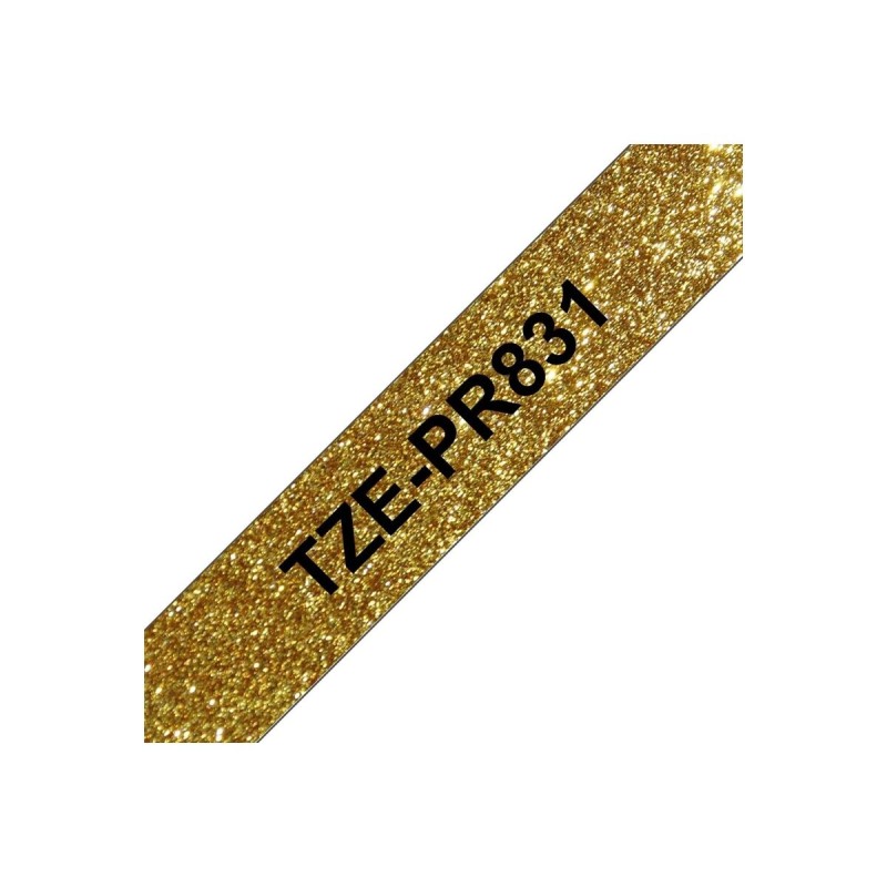 Laminirani trak BROTHER TZEPR831, črn/zlat, 12mm