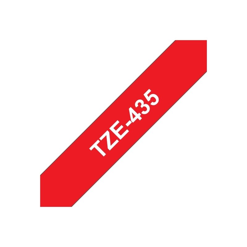 Laminirani trak BROTHER TZE435, 12mm, bel/rdeč