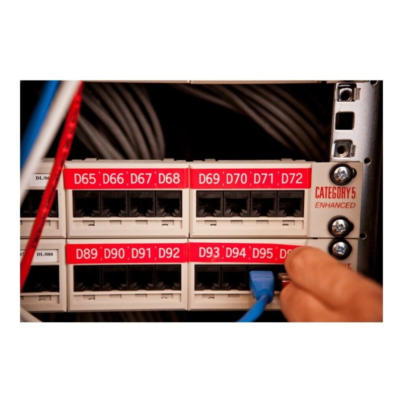Laminirani trak BROTHER TZE435, 12mm, bel/rdeč