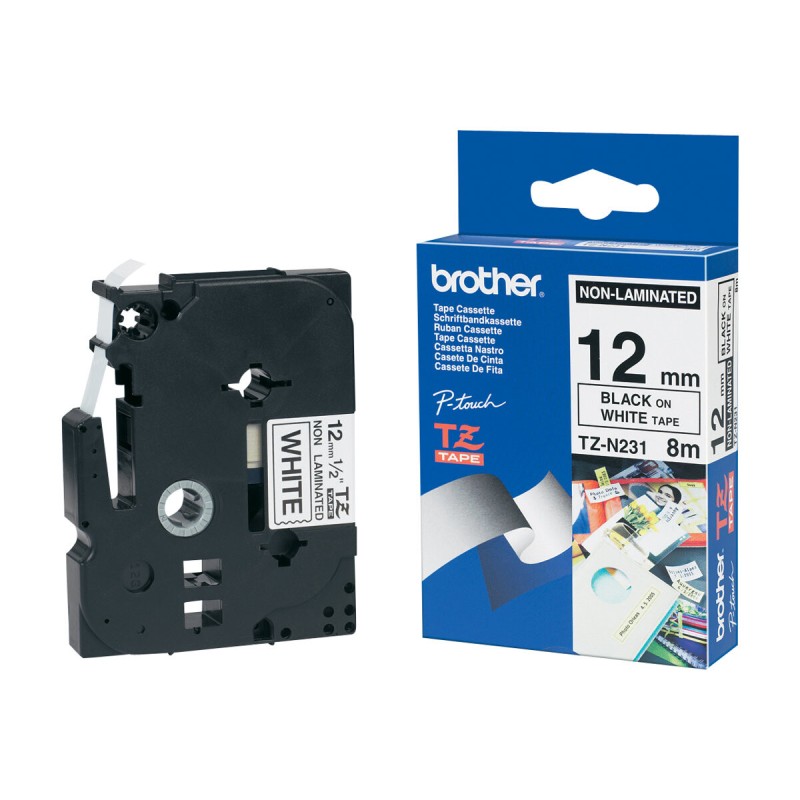 Brother trak TZ-N231/ TZe-N231, bel/črn, 12mm, nelaminiran