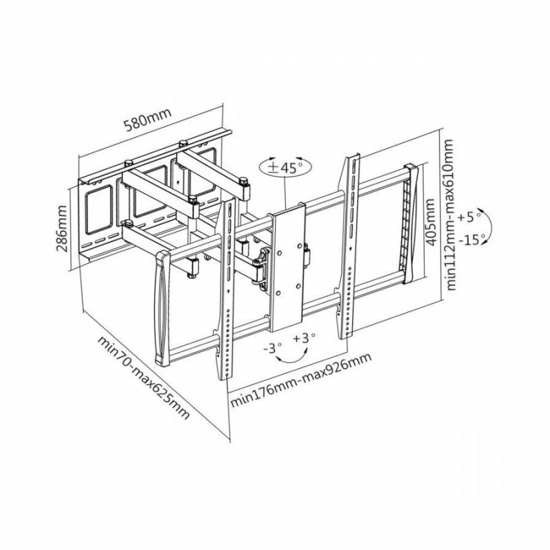 Stenski nosilec za TV / monitor PLB-3769 SBOX, črn