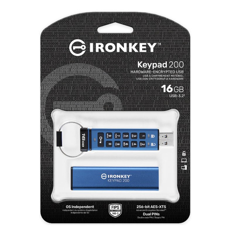 USB ključek KINGSTON 16GB IronKey Keypad 200 FIPS 140-3 Lvl 3