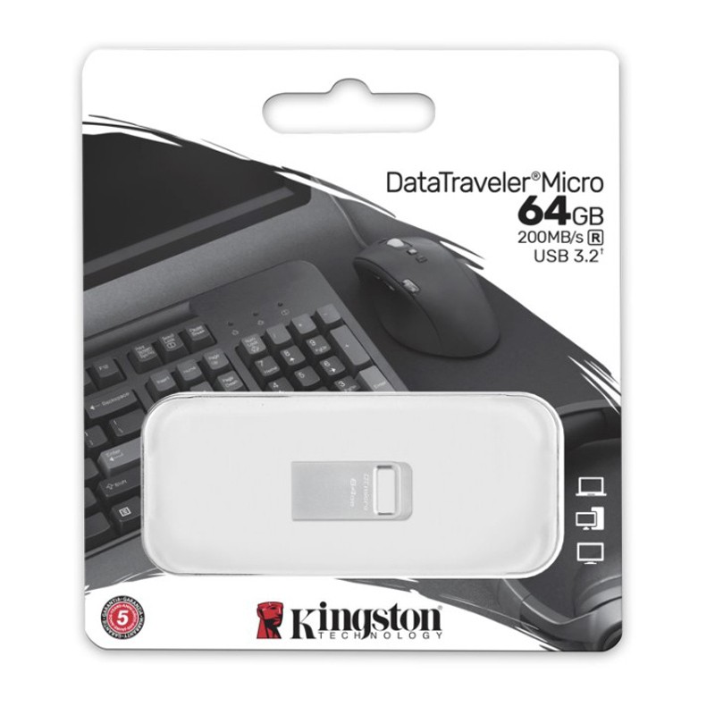 USB ključek KINGSTON 64GB DataTraveler Micro 200MB/s Metal USB 3.2 Gen 1