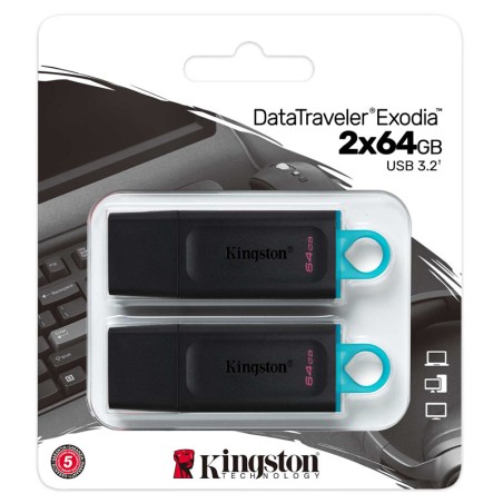 USB ključek KINGSTON 64GB USB3.2 Gen 1 DataTraveler Exodia dvojno pakiranje
