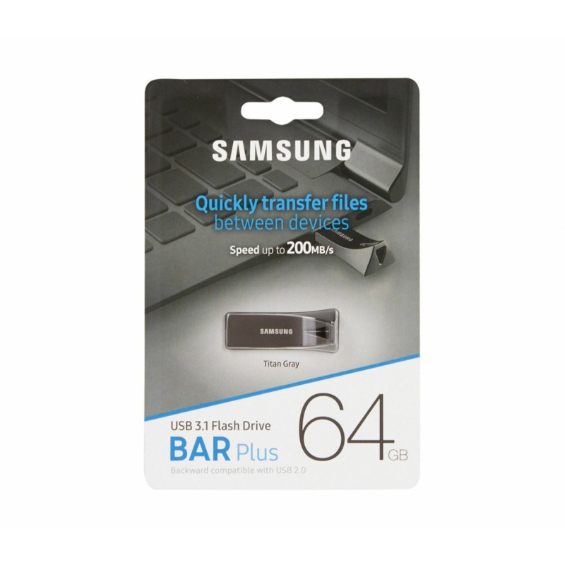 USB ključek SAMSUNG USB Stick BAR Plus 64GB USB 3.1 Read upto 300MB/s Titan Gray