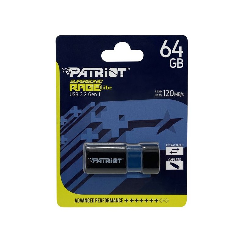 USB ključek Patriot 64GB 120MB/s Supersonic Rage Lite USB 3.2, PEF64GRLB32U