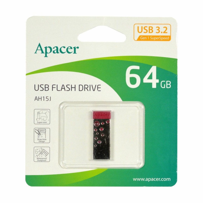 USB ključek APACER 3.2 Gen1 64GB, AH15J srebrno/rdeč