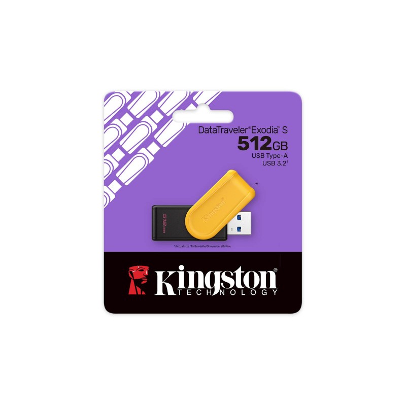 USB kjuč Kingston 512GB DT Exodia S, 3.2 Gen1, črno-rumen