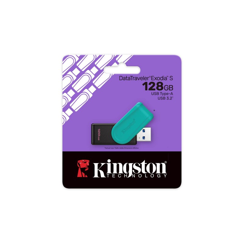 USB ključ Kingston 128GB DT Exodia S, 3.2 Gen1, črno-turkizen