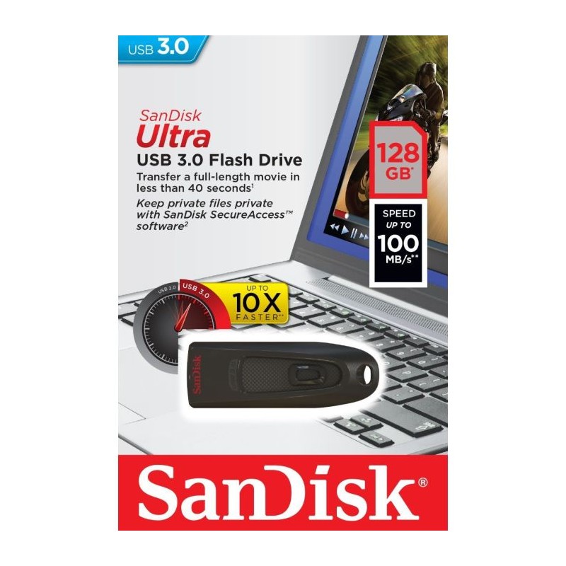 USB ključek 128GB SanDisk Ultra, črn, SDCZ48-128G-U46